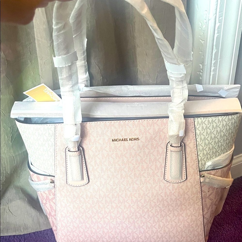 Michael Kors Pink and Cream Signature Tote